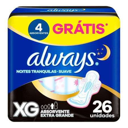 Absorvente Always 26 Unidades Xg Com Abas Suave Noturno