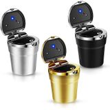 3 Peças Cinzeiro De Carro Com Tampa À Prova De Cheiro Cinzas Automotivas De Cinzeiro Portátil Com Clamshell Blue Led Indicador Mini Carro Li