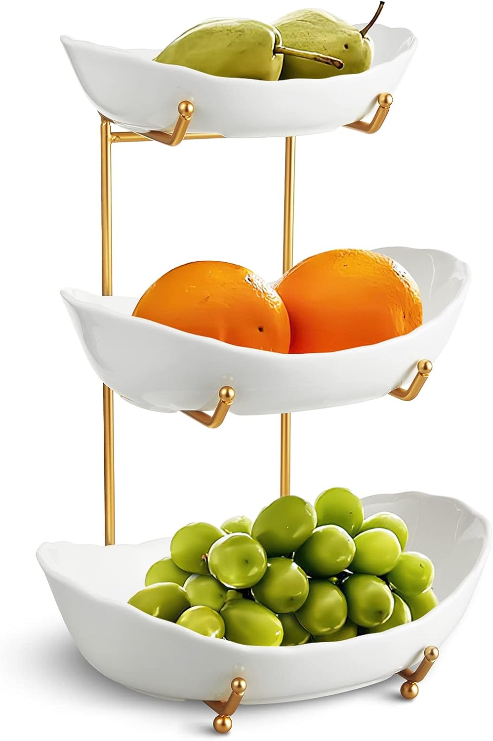 Fruteira Para Balcão De Cozinha - 3 Camadas De Cerâmica Servindo Tigela