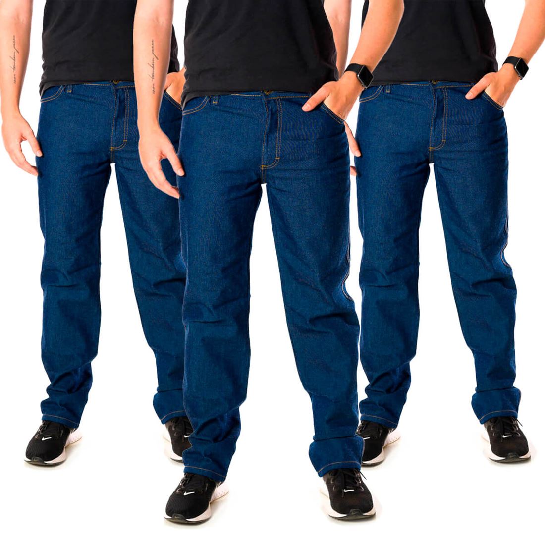 Kit 3 Calças Jeans Masculina Básica Tradicional