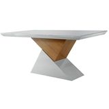 Mesa Para Cozinha Dubai + Tampo Madeirado Vidro Reto 180x90cm Off White/imbuia-vidro Off White - Rufato