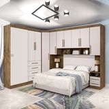 Dormitório Modulado Georgia J&A Jequitibá/Off White para Cama Box 1,38m Casal