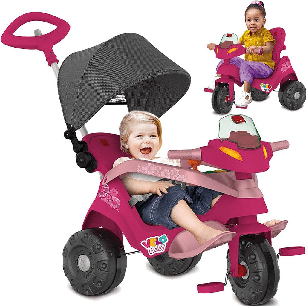 Triciclo Infantil com Empurrador Bandeirante Smart Comfort Rosa 257 -  Carrefour - Carrefour