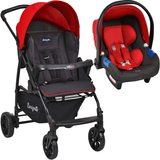 Carrinho De Bebê - Travel System Cinza Vermelho Ecco  Burigotto