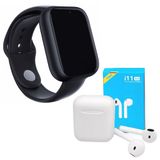 Kit 1 SmartWatch A1 Preto + 1 Fone Bluetooth i11 Pro TWS