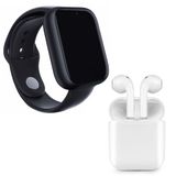 Kit 1 SmartWatch A1 Preto + 1 Fone Bluetooth i9S TWS Branco