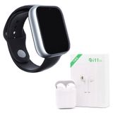 Kit 1 Smartwatch Z6 Prata + 1 Fone Bluetooth I11 Tws Branco