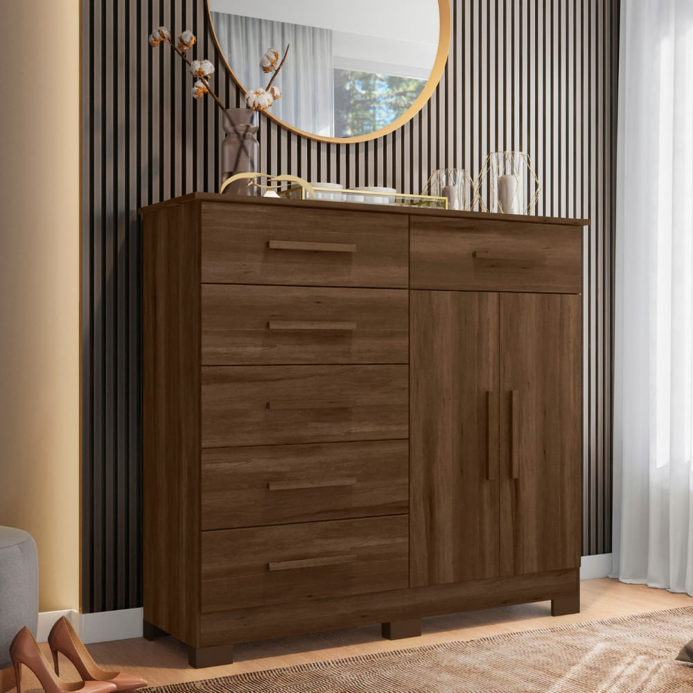 Cômoda 2 Portas 6 Gavetas Xangai Albatroz