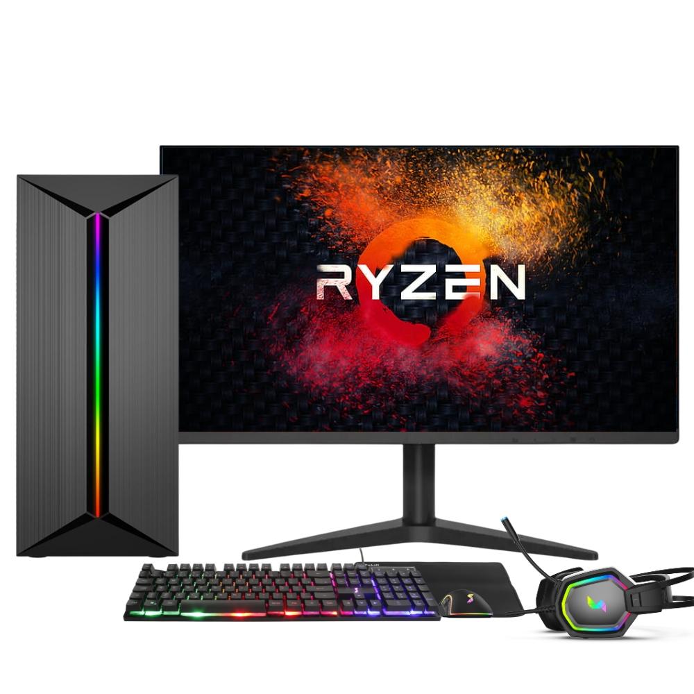 Pc Gamer Completo Amd Ryzen 5 5600g, Gráficos Radeon Vega 7, 16gb Ddr4, Ssd 256gb, Fonte 500w, Monitor 21.5&quot; 75hz, 3green Force - 3f-013