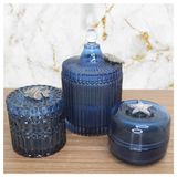Kit Banheiro Porta Algodão Cotonete E Joias Vidro Com Detalhe De Metal
