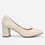 Scarpin Via Uno Bico Quadrado Salto Médio – Off White 318001
