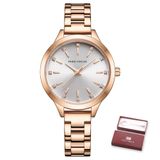 Relógio De Pulso Feminino Mini Focus Mf0367l À Prova D&#39;água Ouro Branco