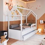 Cama Infantil Montessoriana Com Cama Auxiliar Branco