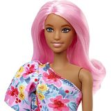 Boneca Barbie Fashionistas 189 Cabelo Rosa Vestido Floral Óculos De Sol Perna Prótese Ténis Brinquedo 3-8 Anos.