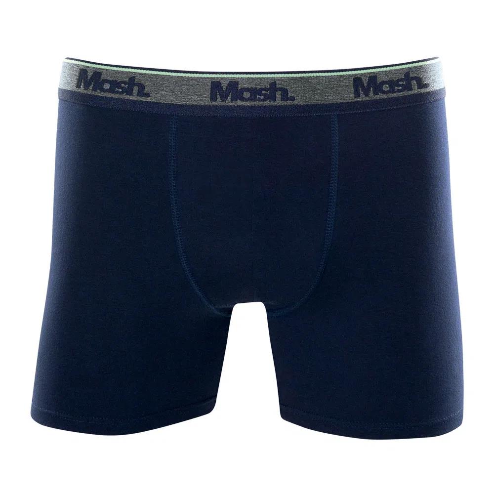 Cueca Boxer Longa Mash Masculina Cotton Algodão Azul Marinho M