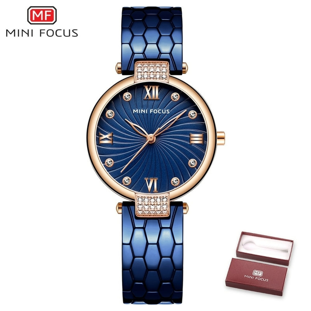 Relógio De Quartzo Feminino Mini Focus Mf0186l À Prova D&#39;água Azul