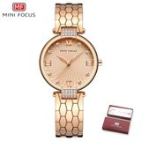 Relógio De Quartzo Feminino Mini Focus Mf0186l À Prova D&#39;água Ouro Rose