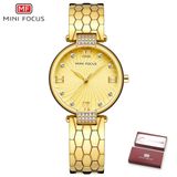 Relógio De Quartzo Feminino Mini Focus Mf0186l À Prova D&#39;água Dourado