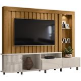 Estante Home Tv 70 Pol 2 Gavetas 243 Cm 6521 Naturale Off White Mdt