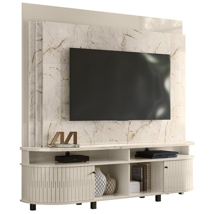 Estante Home Tv 65 Pol 2 Portas 183 Cm 6511 Calacata Off White Mdt