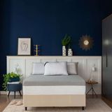 Cama Box Casal Bege Com Colchão Guldi Dream Mola Ensacada (30x138x188) Cinza E Branco
