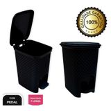 Lixeira Trama Rattan Com Pedal Preta Capacidade 7 Litros