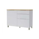 Balcão De Cozinha Marquesa 1 Porta E 3 Gaveta C/ Tampo 120cm Branca/nature - Nesher