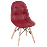 Cadeira estofada Eames Eiffel Botonê - Vinho - Bordô - Base de madeira clara