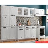 Kit De Cozinha Modulada 3 Peças Star New 4 Peças (2 Armários 3 Portas Vidro + 1 Balcão P/ Pia + 1 Paneleiro) Branco - Telasul