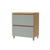 Armário De Cozinha Modulado Balcão Rainha 1 Porta E 1 Gaveta C/ Tampo 80cm Nature/verde - Nesher