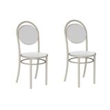 Kit 2 Cadeiras Sala Jantar 190 2 Un Prata - Assento Courano Branco - Carraro