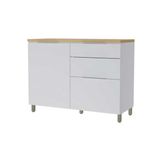 Armário De Cozinha Modulado Balcão Marquesa 1 Porta E 3 Gaveta C/ Tampo 120cm Branca/nature - Nesher