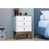 Mesa Cabeceira Infantil Mb 1021 3 Gavetas Freijo/branco - Movelbento