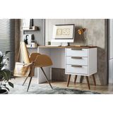 Mesa Escrivaninha Casal Home Office New Conect C/ 3 Gavetas Branco/jatoba - Santos Andirá