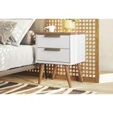Mesa Cabeceira Infantil De New Conect C/ 2 Gavetas Branco/jatoba - Santos Andirá