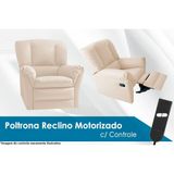 Poltrona Reclinável Motorizada P/ Sala Da Vinci Malbec Zero Wall Giro E Balanço Suede Bege - Probel