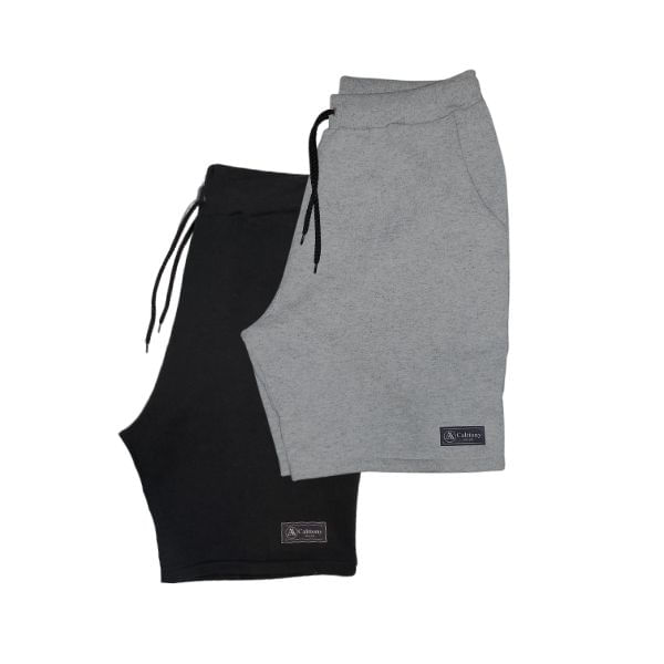 Kit 2 Bermudas Moletom Masculina Com 3 Bolsos Short Básico Casual Treino