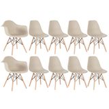 Conjunto 2 x cadeiras Eames DAW com braços + 8 cadeiras Eiffel DSW - Nude