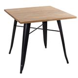 Mesa quadrada Iron Tolix - 80 x 80 cm - Preto com tampo de madeira rústica clara