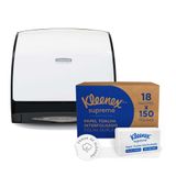 Kit Dispenser Kimberly-clark Para Papel Toalha Interfolhado Mod + Papel Toalha Interfolhado Kleenex Supreme Folha Dupla Com 18un De 150 Folhas