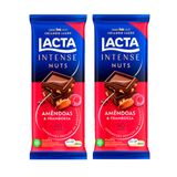 Kit 2 Chocolate Lacta Intense Nuts 40% Cacau Amêndoas E Framboesa 85g