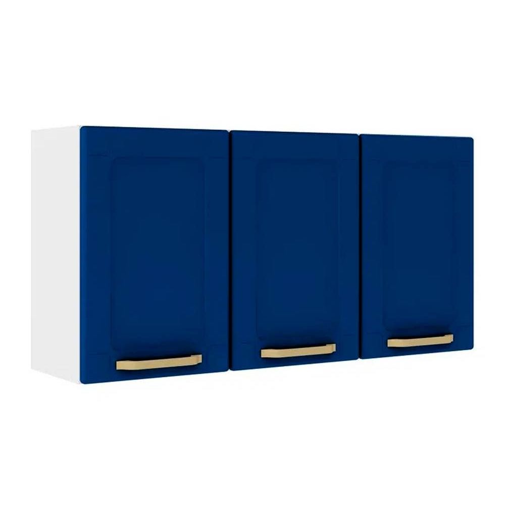 Armario Aereo Cozinha Modulado Colors 6009 3 Portas Branco Blue Navy Bertolini