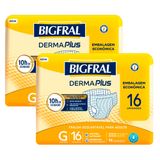 Kit 2 Fralda Geriátrica Bigfral Derma Plus Tamanho G Com 16 Unidades Cada