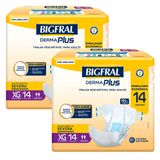 Kit 2 Fralda Geriátrica Bigfral Derma Plus Tamanho Xg Com 14 Unidades Embalagem Econômica Cada