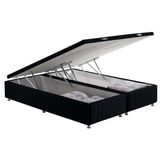 Cama Box Baú Universal King Bordado Black (193x203x35) - Anjos