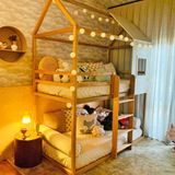 Beliche Infantil Casinha Janelinha Ludika Mobília Natural Mel/branco