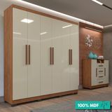 Guarda-roupa Casal 100% Mdf 6 Portas 4 Gavetas Sevilha Prime Imop Cinamomo/off-white