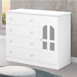 Cômoda De Bebê 1 Porta 4 Gavetas Alvin J&amp;a Móveis Branco