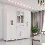 Guarda-roupa Casal 8 Portas Com Espelho 2 Gavetas Master Top Imop Branco Neve