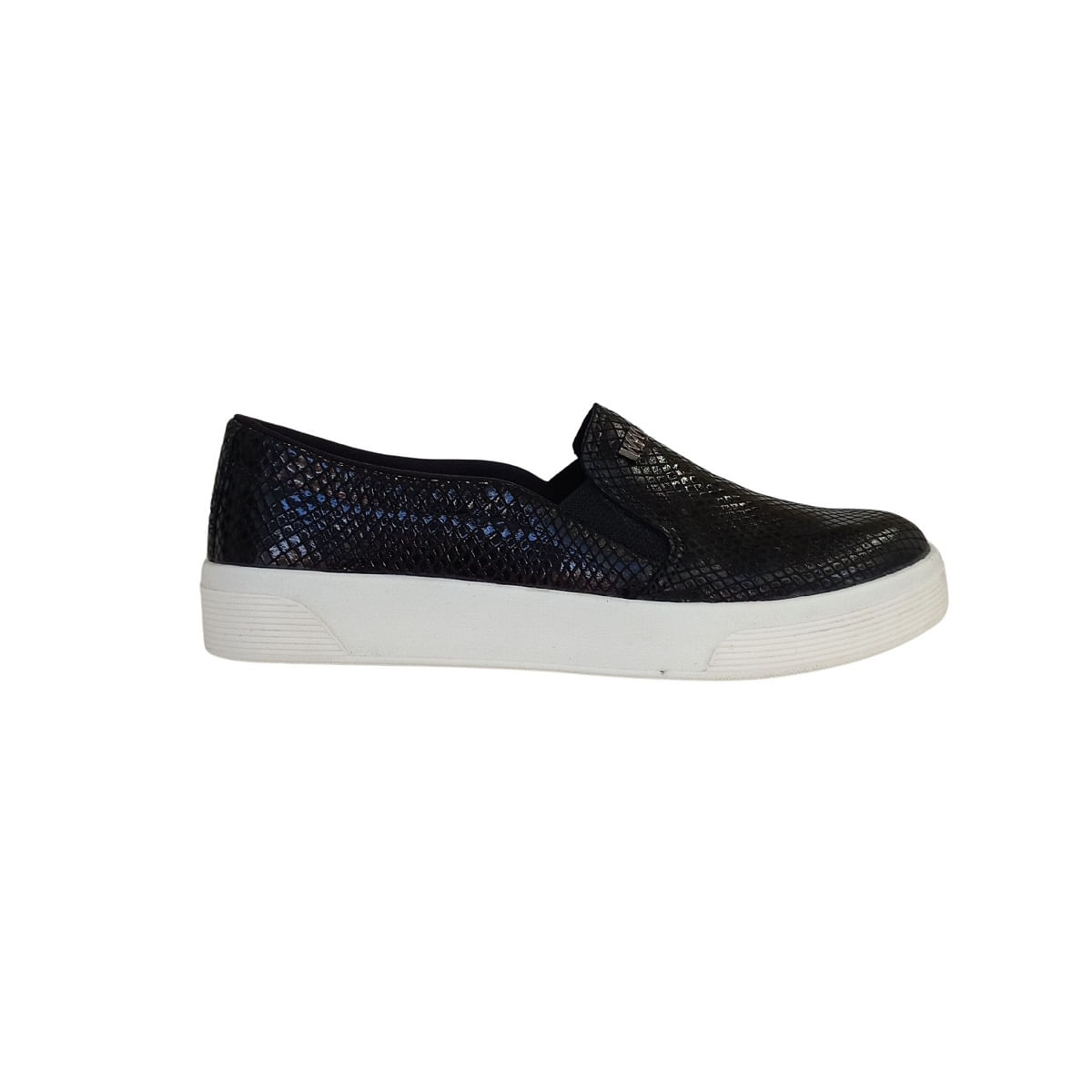 Tênis Slip On Feminino Iate Preto Couro Brilho Marina Mello